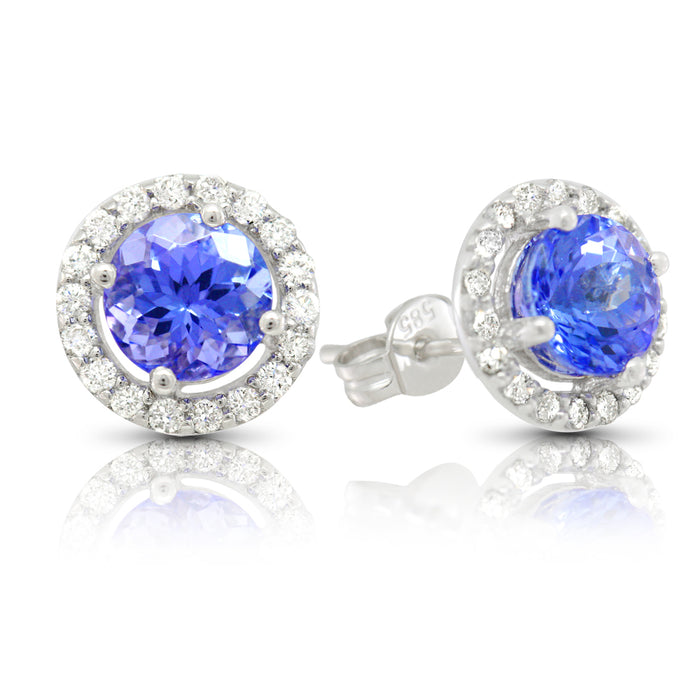 Tanzanite 1.60ct tw earrings with 0.35 ct tw diamonds & 14kt Gold