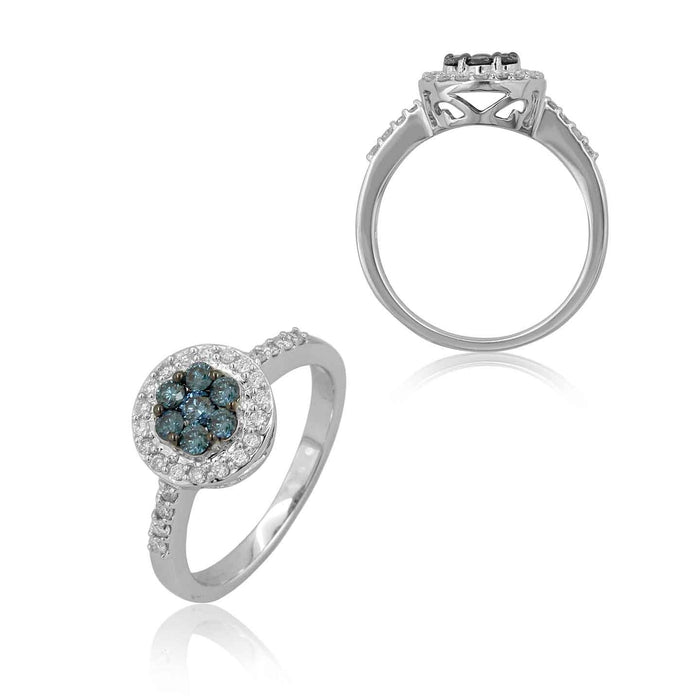 Blue and White Diamond Ring 0.94cttw 14kt Gold