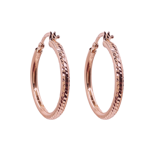 14k Gold Hoop 25MM Diamond Cut Hoop 2.5MM thick