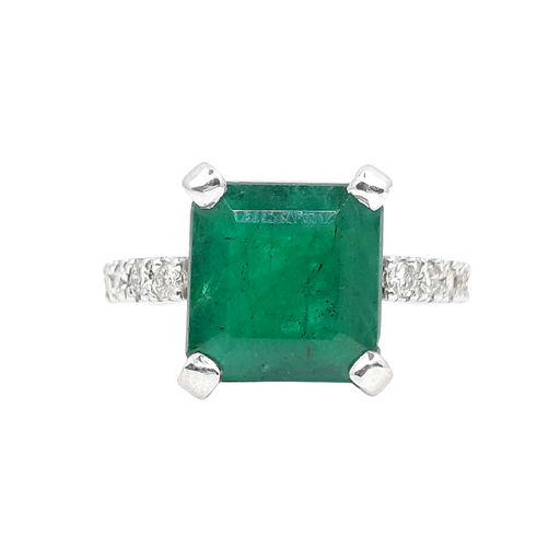 Emerald 6.36ct tw and Diamond 0.48ct tw Women's Ring 14kt Gold