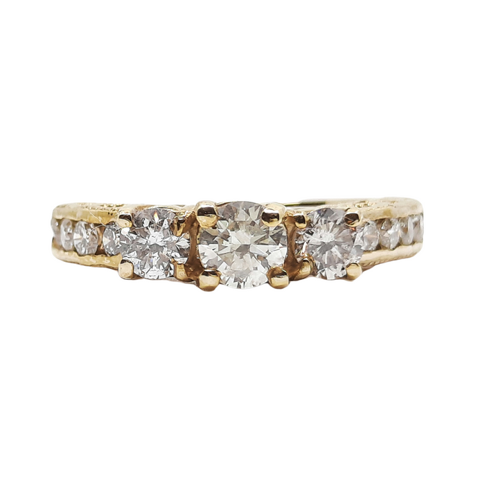 Three Stone Diamond Ring Women's 1.20cttw with 14kt Gold
