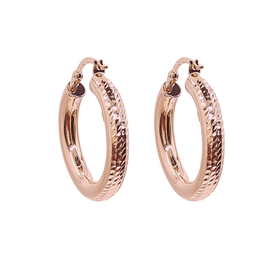 14k Gold Hoop 25MM(1inch) Diamond Cut style 2.5mm thick.