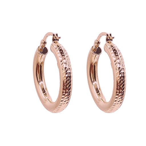 14kt Gold Hoop 25MM(1inch) Diamond Cut style 2.5mm thick.