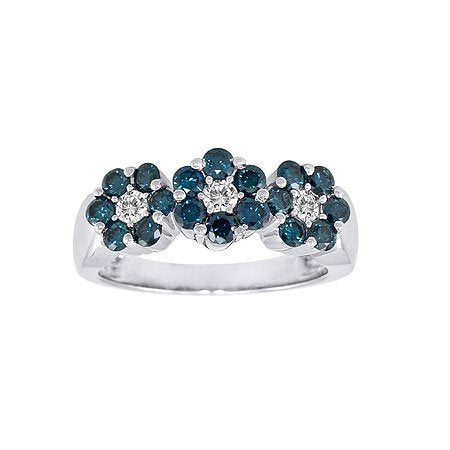 Blue and White Diamond Ring 0.95cttw 14kt Gold