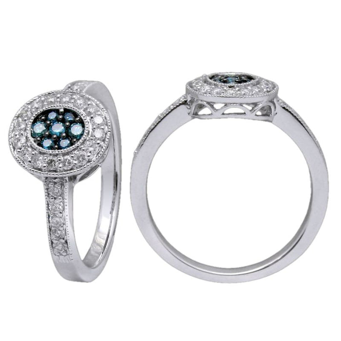 Blue and White Diamond Ring 0.39cttw 14kt Gold