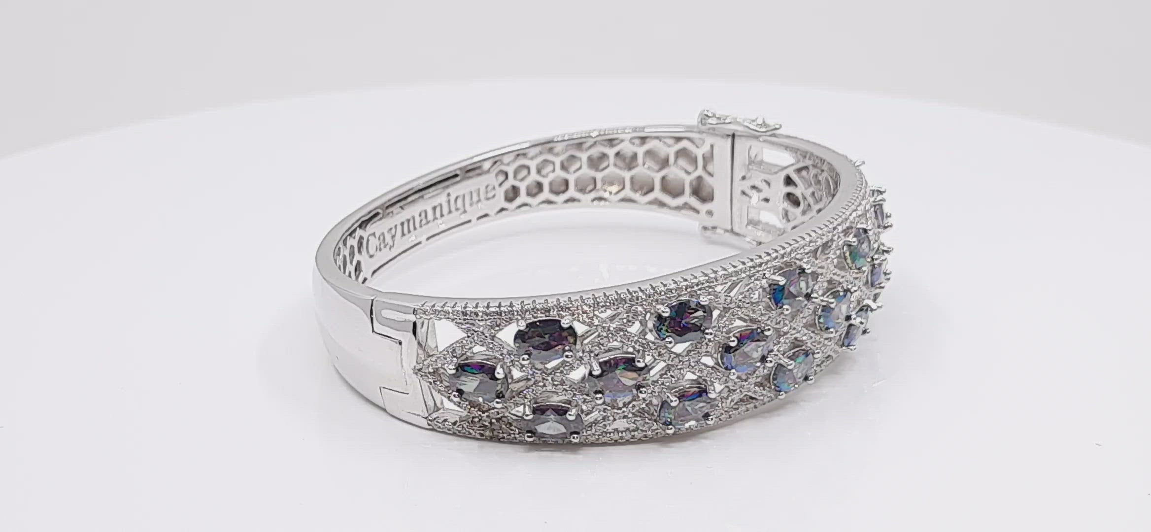 Caymanique Bangle in 925 Sterling Silver and CZs, 10cttw