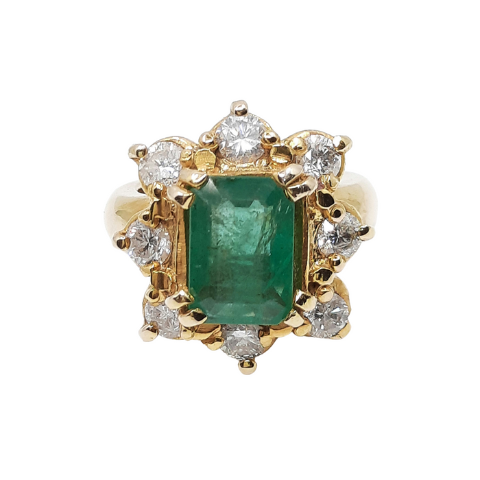 Emerald 2.38 ct tw and Diamond 1.66 ct tw Women's Ring 14kt Gold