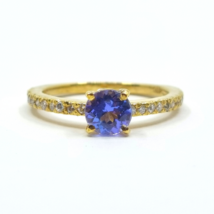 Tanzanite 0.50ct Ring with 0.40ct Diamonds in 14kt Gold
