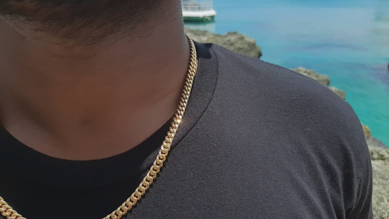 14k Gold Miami Cuban Chain Necklace - 6MM Thickness, All Lengths Available