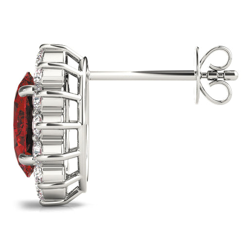Ruby 1.00ct & Diamond 0.48ct Earrings - 14kt Gold