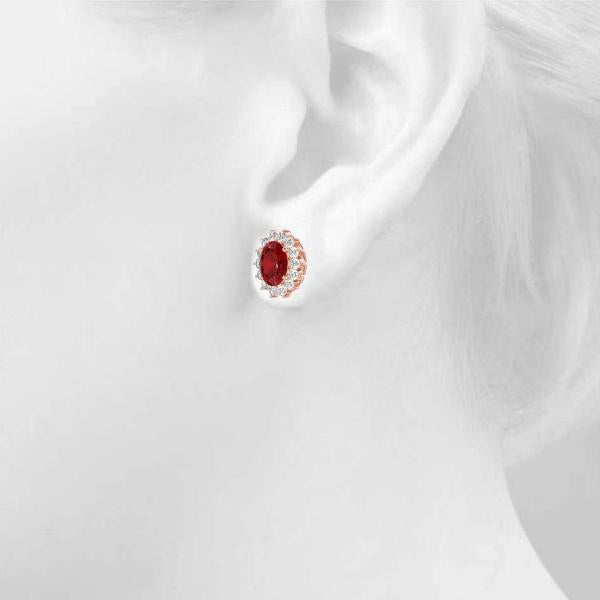 Ruby 2.70ct & Diamond 1.35ct Earrings - 14kt Gold