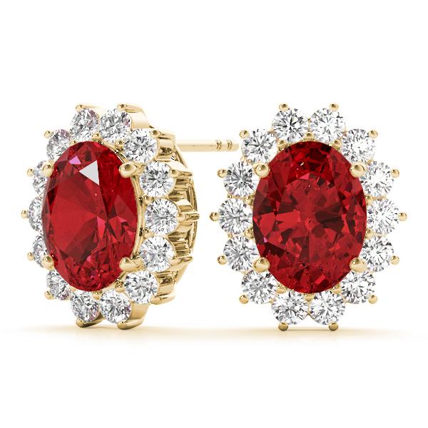 Ruby 1.00ct & Diamond 0.48ct Earrings - 14kt Gold