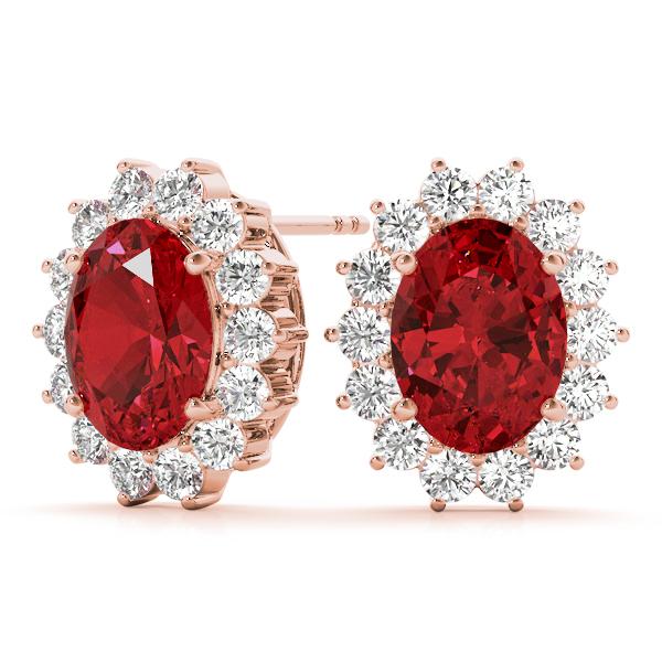 Ruby 2.70ct & Diamond 1.35ct Earrings - 14kt Gold
