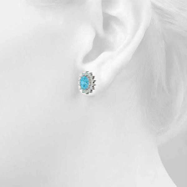 Blue Topaz 2.70ct & Diamond 0.68ct Earrings - 14kt Gold
