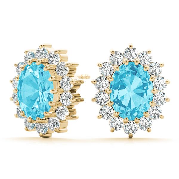 Blue Topaz 2.70ct & Diamond 0.68ct Earrings - 14kt Gold