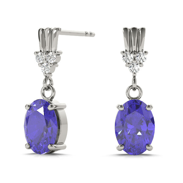 Tanzanite 1.04ct & Diamond 0.12ct Earrings - 14kt Gold
