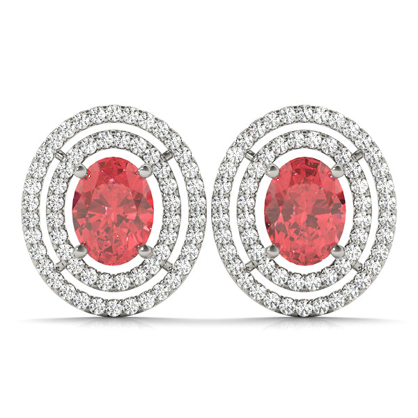 Ruby 2.72ct & Diamond 1.39ct Earrings - 14kt Gold