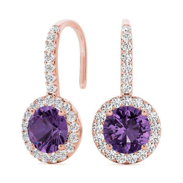 Amethyst 1.15ct & Diamond 0.36ct Earrings - 14kt Gold