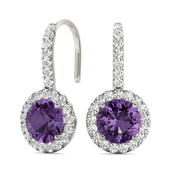 Amethyst 1.15ct & Diamond 0.36ct Earrings - 14kt Gold