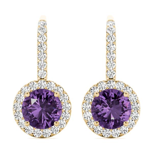 Amethyst 1.15ct & Diamond 0.36ct Earrings - 14kt Gold