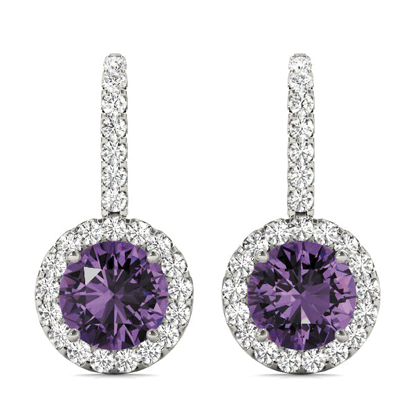 Amethyst 1.15ct & Diamond 0.36ct Earrings - 14kt Gold