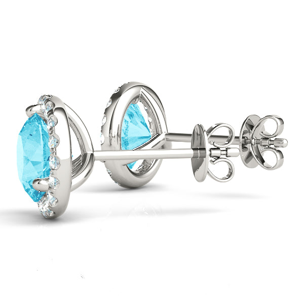 Blue Topaz 2.00ct & Diamond 0.46ct Earrings - 14kt Gold