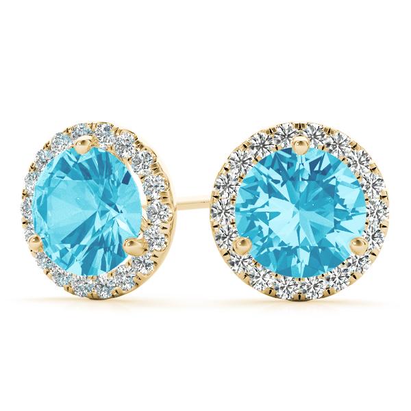 Blue Topaz 2.00ct & Diamond 0.46ct Earrings - 14kt Gold
