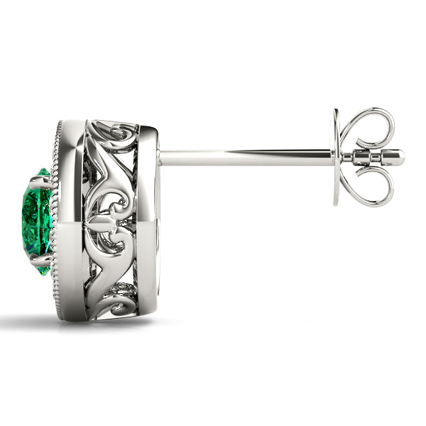 Emerald 2.16ct  & Diamond 0.44ct Earrings - 14kt White Gold