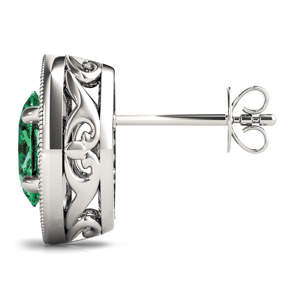 Emerald 2.67ct & Diamond 0.48ct Earrings - 14kt White Gold