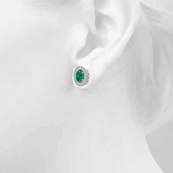 Emerald 2.67ct & Diamond 0.48ct Earrings - 14kt White Gold