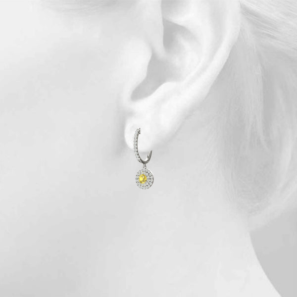 Citrine 1.09ct  & Diamond 0.47ct Earrings - 14kt Gold