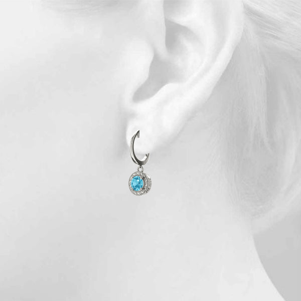 Blue Topaz 0.54ct Earrings - 14kt White Gold