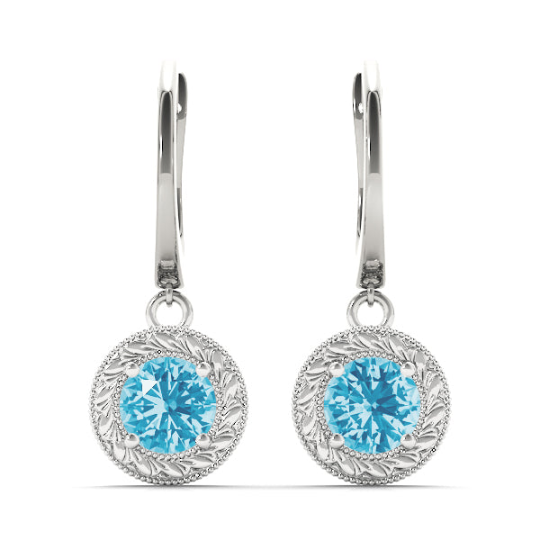 Blue Topaz 0.54ct Earrings - 14kt White Gold