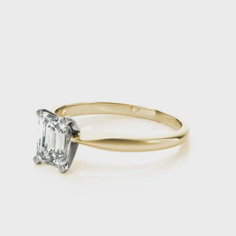 Solitaire Emerald Cut Diamond 1ct Engagement Ring 14kt Gold