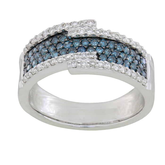 Blue and White Diamond Ring 1.08cttw 14kt Gold