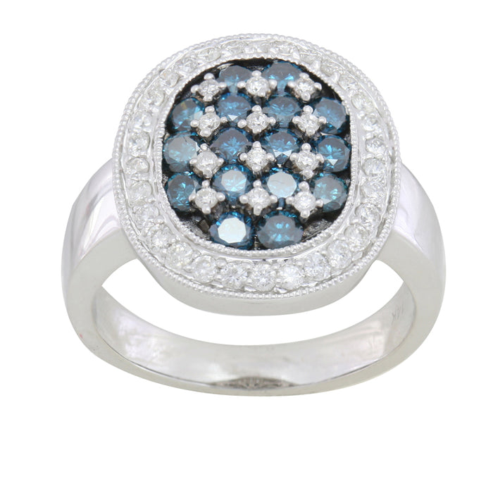 Blue and White Diamond Ring 2.08cttw 14kt Gold