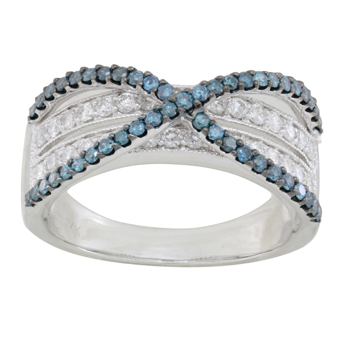 Blue and White Diamond Ring 2.11cttw 14kt Gold