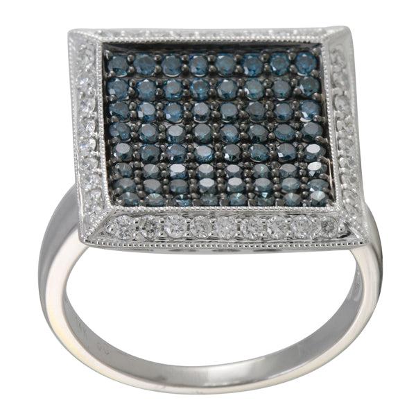 Blue and White Diamond Ring 1.10cttw 14kt Gold