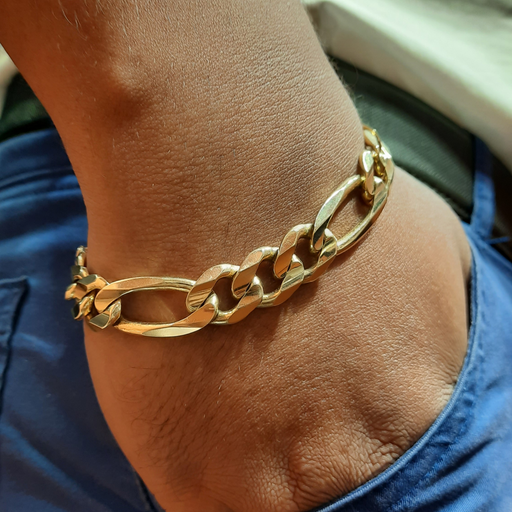 Figaro Link Bracelet 14k 13MM 8.5