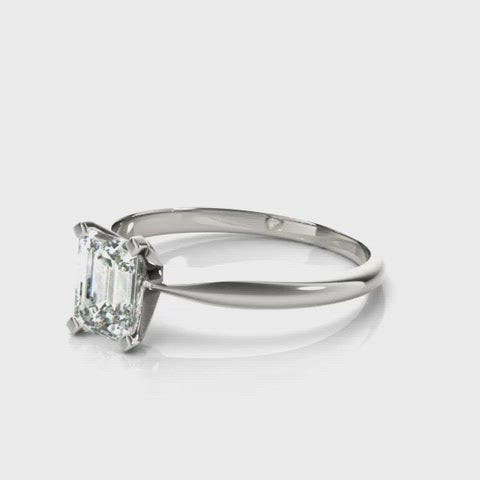 Solitaire Emerald Cut Diamond 1ct Engagement Ring 14kt Gold