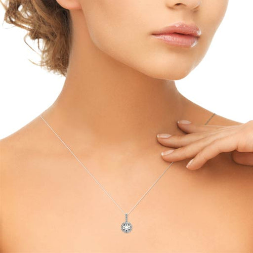 Diamond Halo Necklace 0.50 cttw 14kt Gold