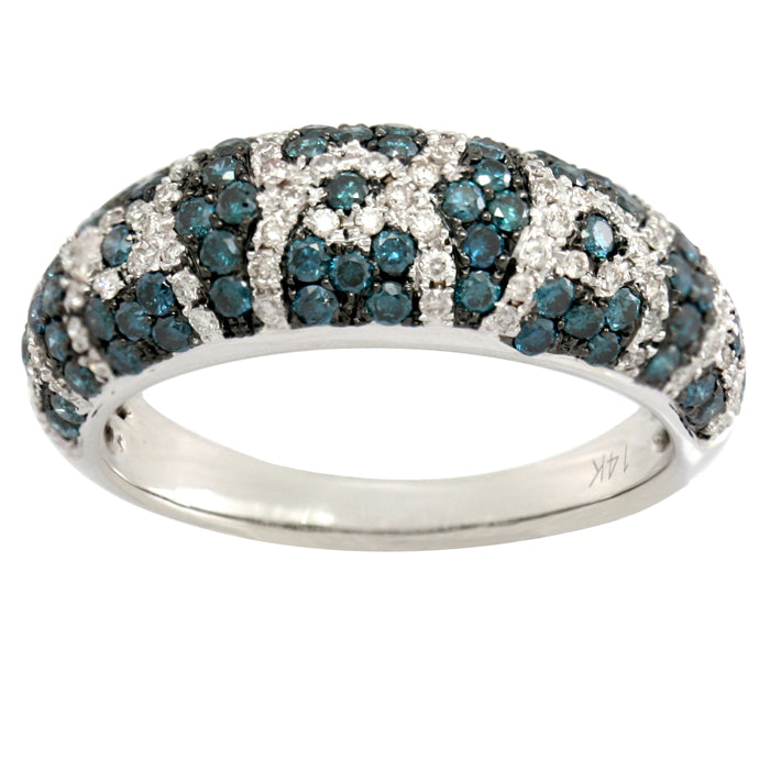 Blue and White Diamond Ring 2.05cttw 14kt Gold