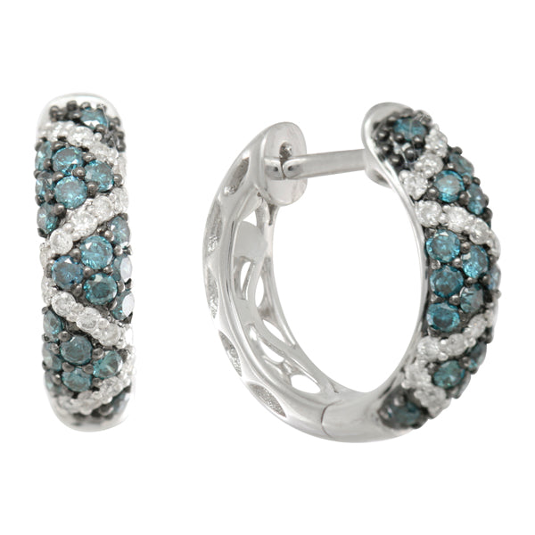 Blue and White Diamond Earring 3.40cttw 14kt Gold