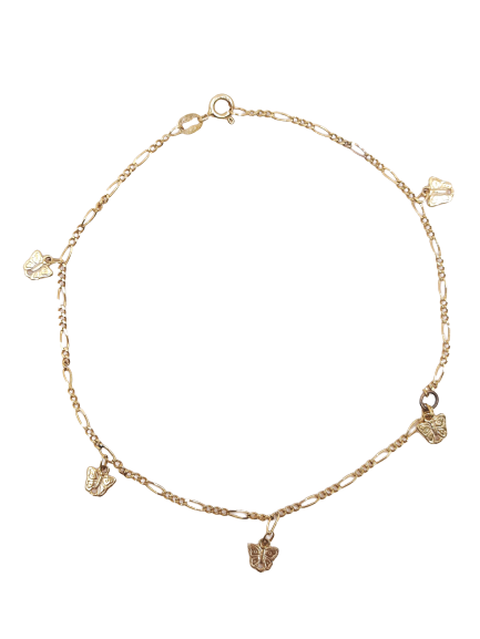 Butterfly Anklet 14kt Gold 10" 2M