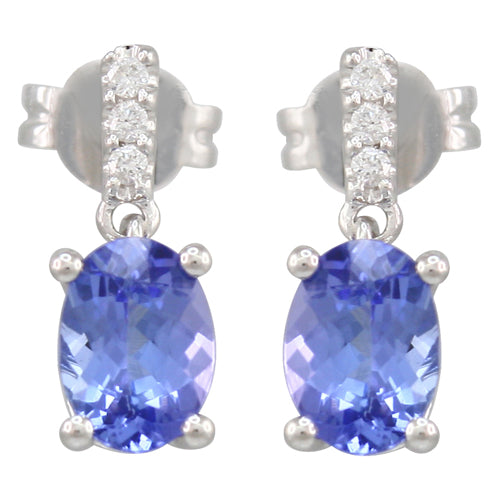 Tanzanite 1.20 ct tw earrings with 0.15 ct tw Diamonds & 14kt Gold