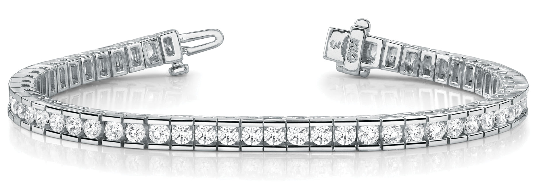 Line Diamond Bracelet 3.31ct tw Ladies - 14kt Gold