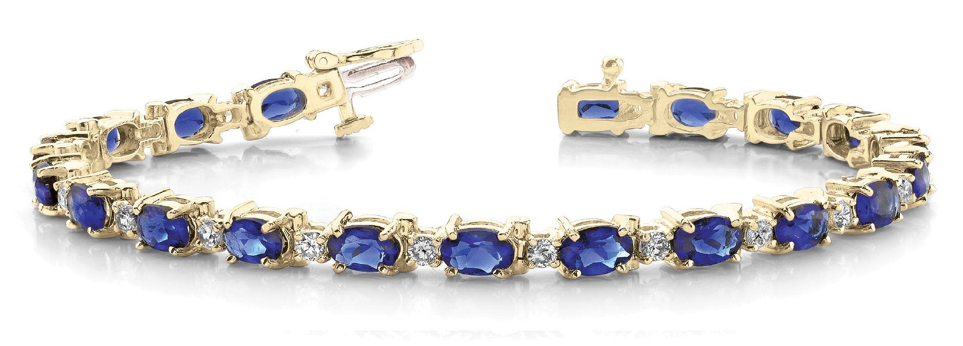 Sapphire 11.00ct & Diamond 0.93ct Bracelet - 14kt Gold