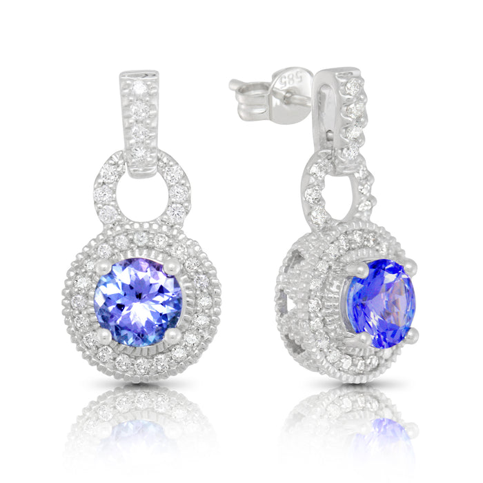 Tanzanite 1.69 ct tw earrings with 0.70 ct tw Diamonds & 14kt Gold