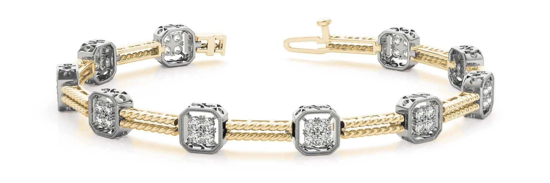 Fancy Diamond Bracelet Ladies 0.94ct tw - 14kt Gold