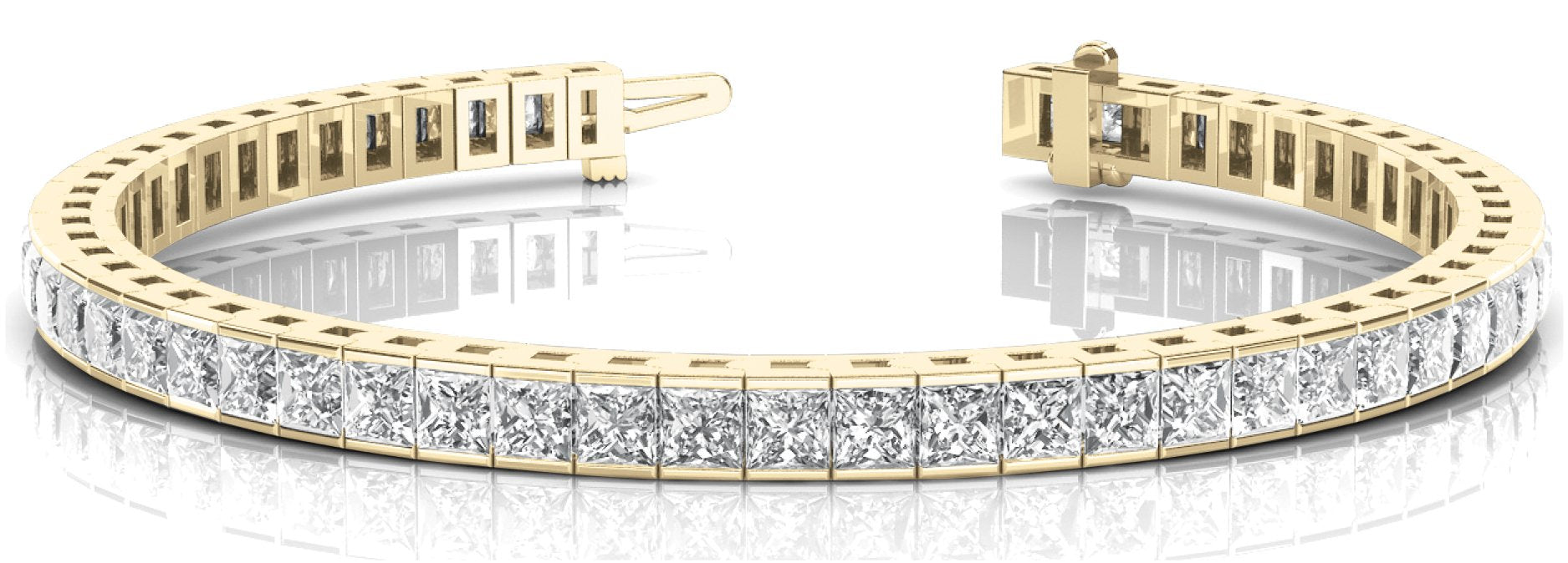 Line Diamond Bracelet 4.07ct tw Ladies - 14kt Gold